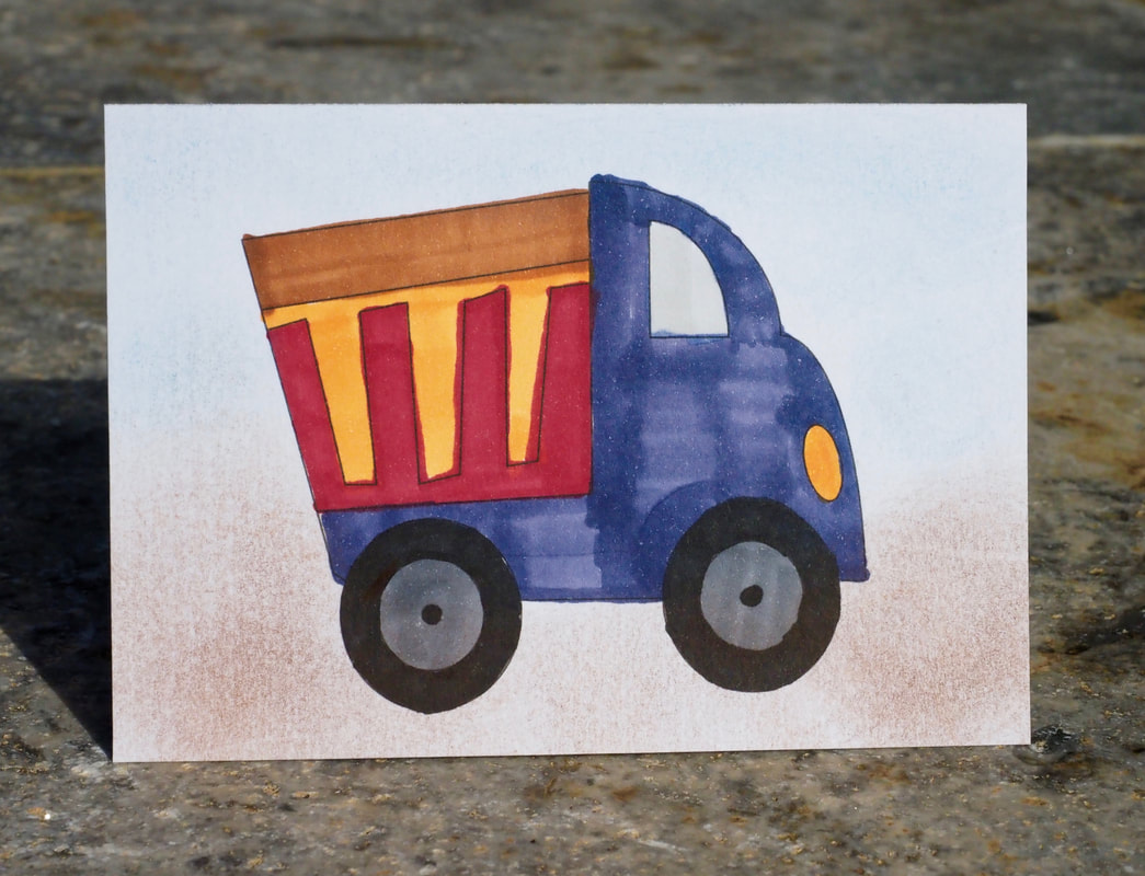 Dump Truck Card. Free printable template to make your own cards, for kids and adults.
