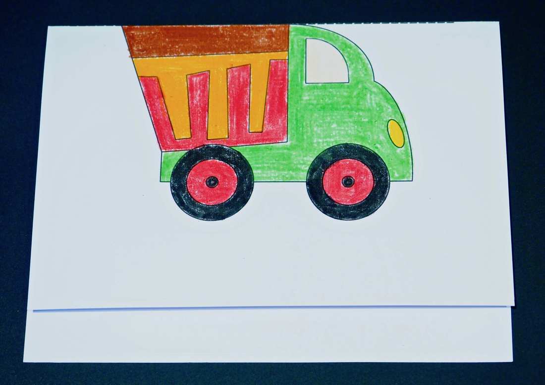 Dump Truck Card. Free printable templates for kids crafts. Print and colour your own Dump Truck Card.