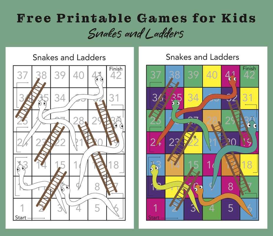 Free printable DIY Snakes and Ladders Game for kids. craftnhome.com