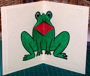 Free craft for kids, make a croaking frog card with moving mouth. Free templates included.