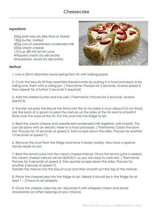 Easy, delicious, no bake Cheese Cake Recipe with full instructions and free print out recipe.