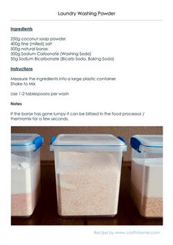Free printable recipe for making your own low tox laundry washing powder at home.