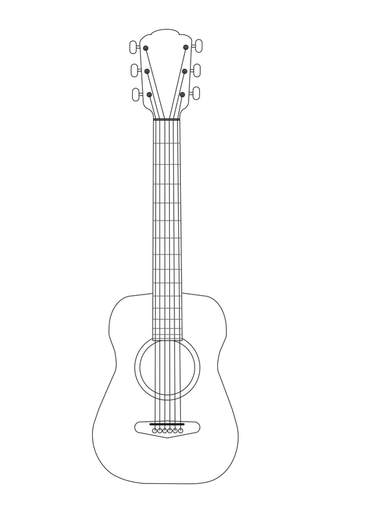 Printable Guitar template / colouring page for kids craft 