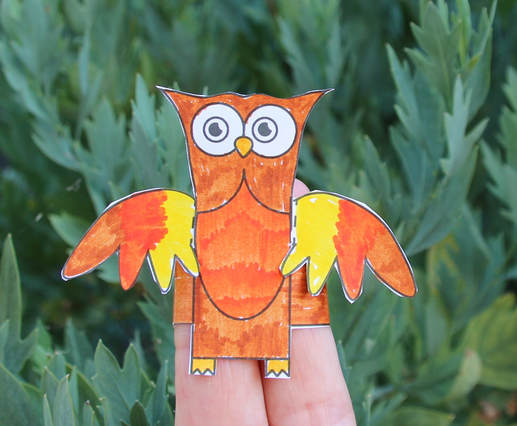 Owl Finger Puppet Craft for kids with free printable template and instructions.