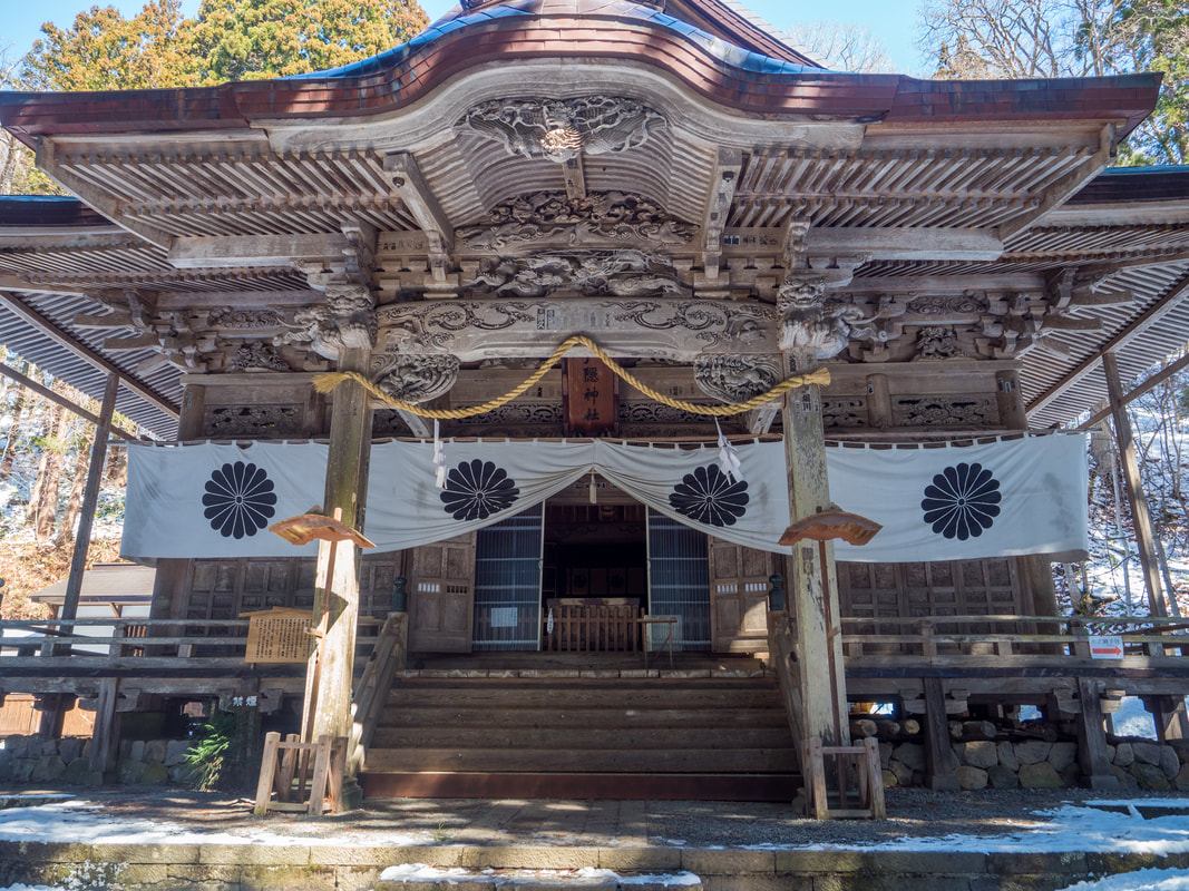 The main building at the Lower Togakushi Shrine.  Togakushi Jinji Shrine, Mount Togakushi, Nagano Prefecture, Japan.  Togakushi Jinji Shrine, Mount Togakushi, Nagano Prefecture, Japan.