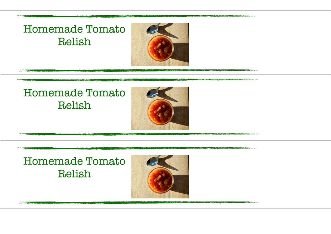 Free printable Tomato Relish jar labels